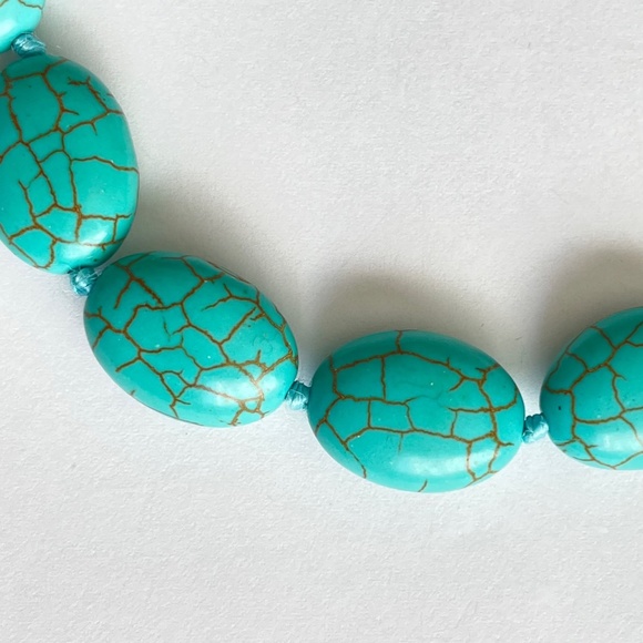 Set of Natural Turquoise Hematite Gemstones Necklace Bracelet Earrings - Picture 5 of 8